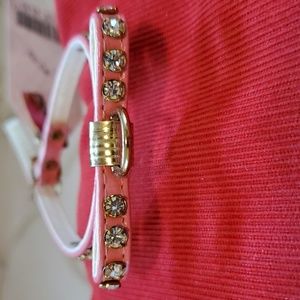 Dog collar pink with rhinestones size 12
